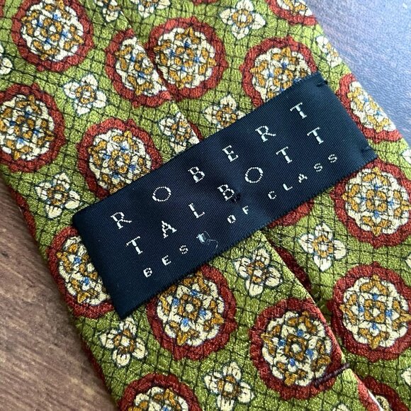 Robert Talbott Carmel Best Of Class Silk Tie Olive Green Medallion Print Necktie - Picture 5 of 9